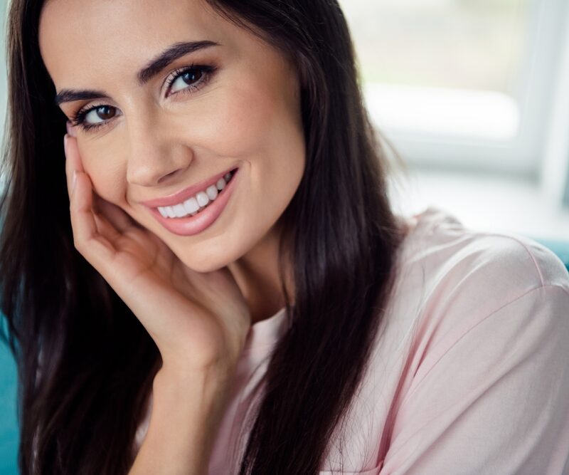 Close up cropped portrait of lovely cheerful person - Porcelain Veneers